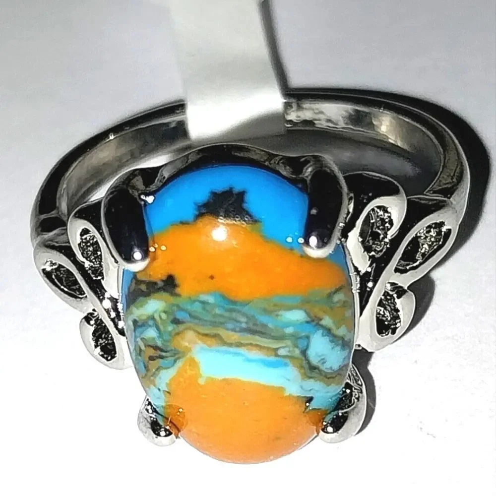 Vintage natural stone ring for women sz 9